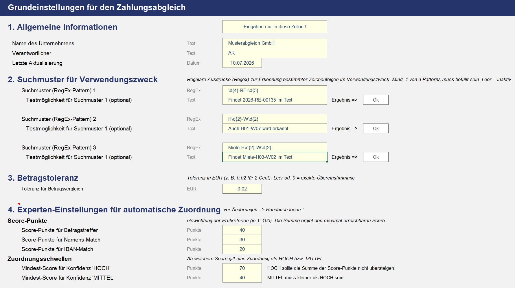 Screenshot Zahlungsabgleich Vorbereitungen