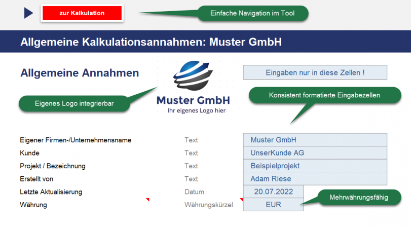 Kalkulationsannahmen
