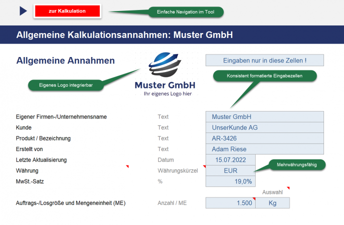 Kalkulationsannahmen