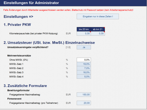 Einstellungen u. Vorgaben für Administratoren