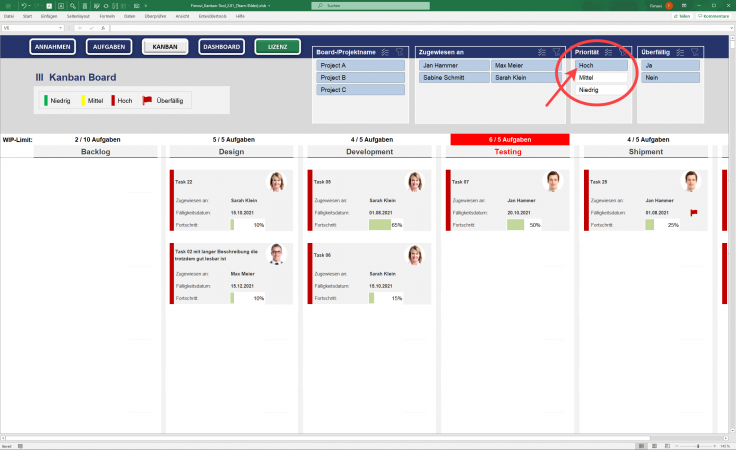 Bestimmte Karten filtern