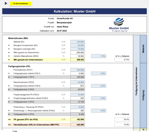 Detailkalkulation Teil 1