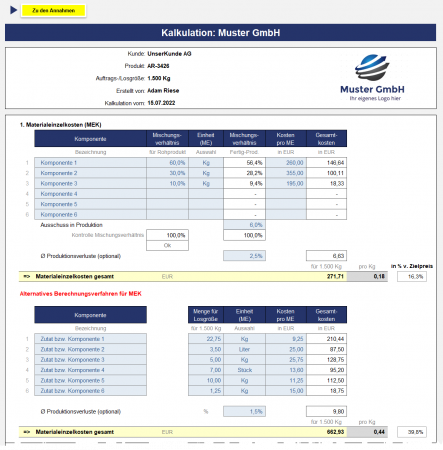Detailkalkulation Teil 1