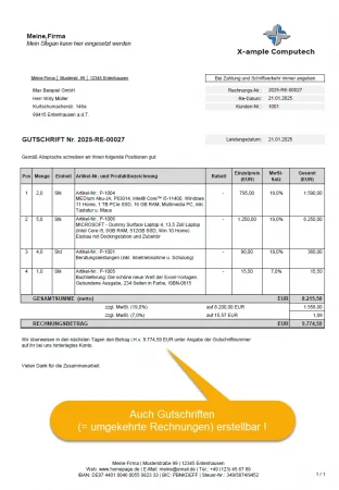 Beispiel: Gutschrift