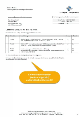 Beispiel: Lieferschein