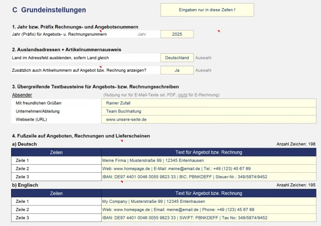 Grundeinstellungen 1