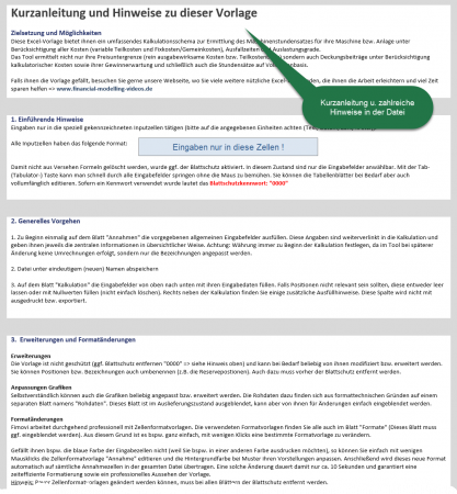 Anleitung im Excel-Tool