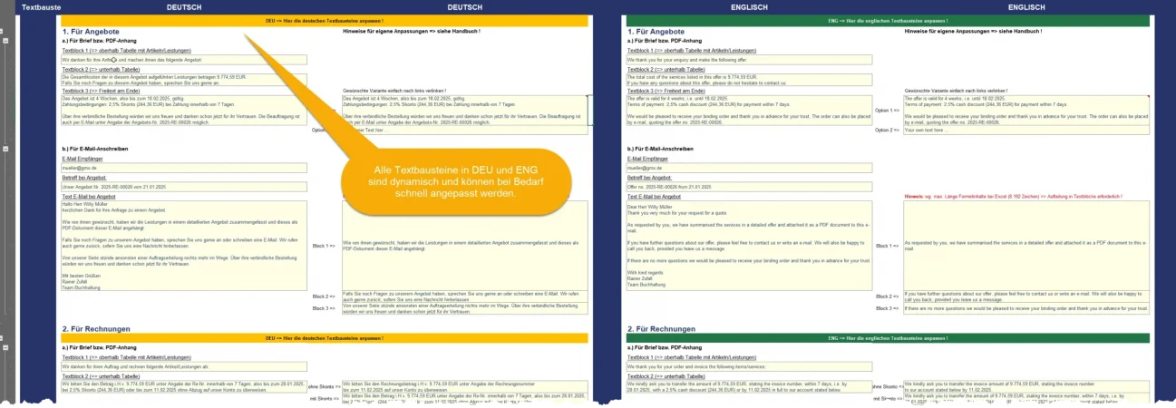 Textbausteine - Alle einfach anpassbar