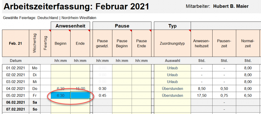 Automatische farbliche Markierung bei fehlenden Eingaben