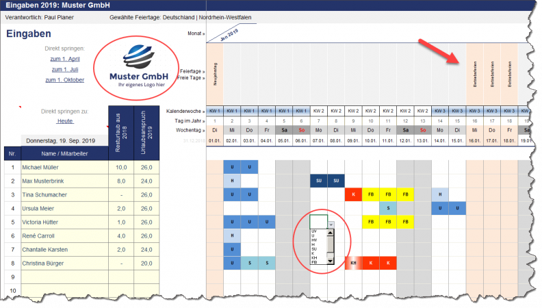 Einfache Eingaben per konfigubierbarem Dropdown oder Direkteingabe der Kürzel