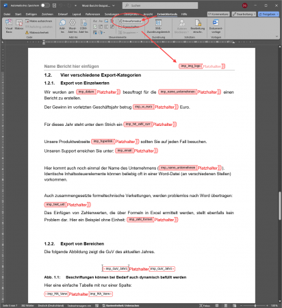 Inhaltssteuerelemente in Word können einfach kopiert u. befüllt werden