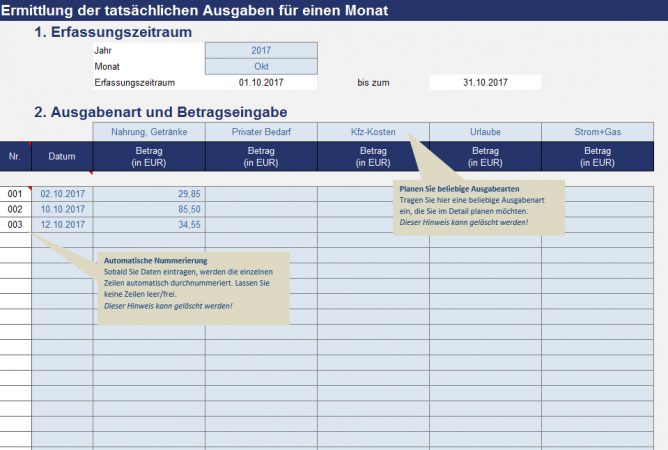 Erfassung tatsächliche Ausgaben (IST)